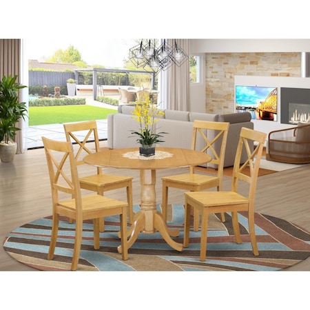 East West Furniture 5 Piece Dublin Kitchen Table Set - Oak DLBO5-OAK-W